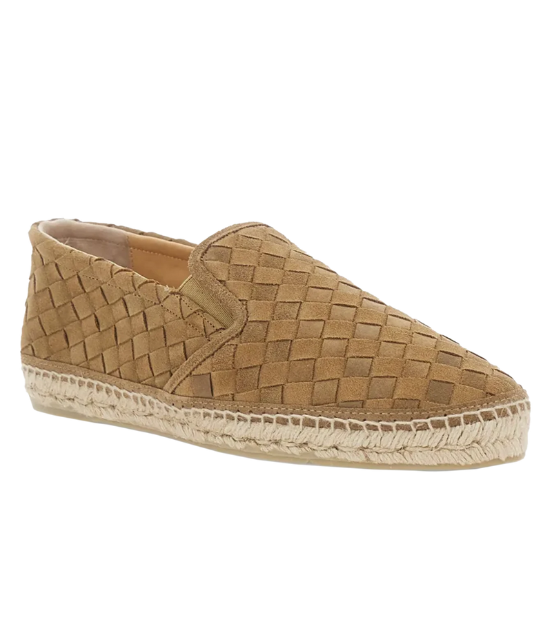 Three-quarter front view of Castañer Java Espadrilles in Arena