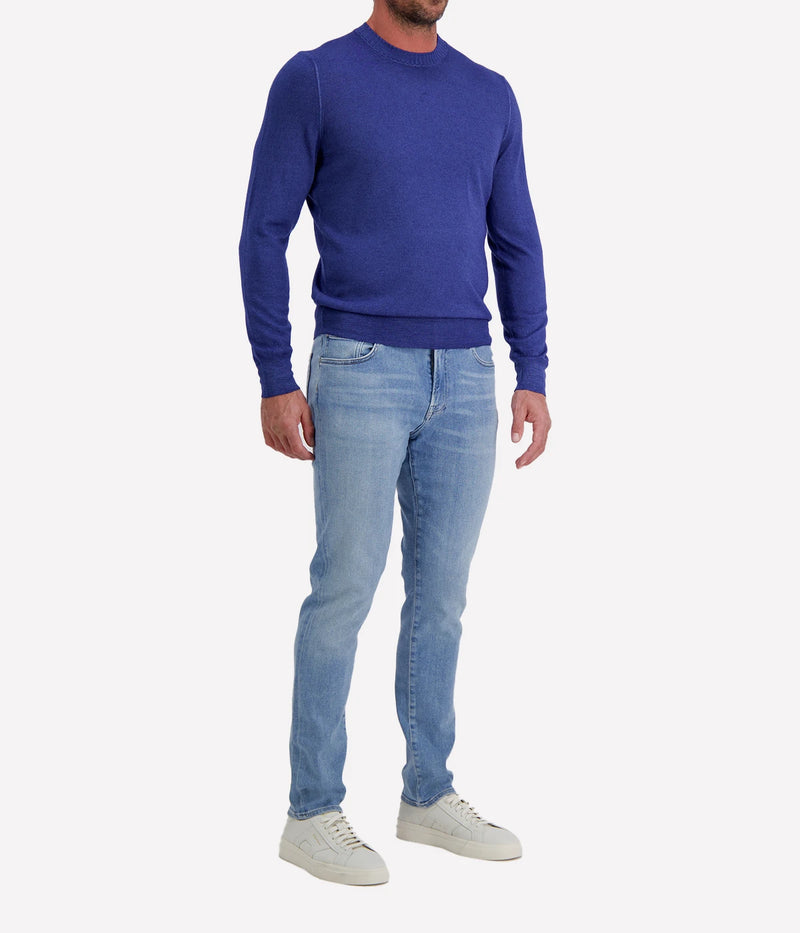 Gran Sasso Wool Crew Longsleeve in Blue – Angled View Fine Wool Knit