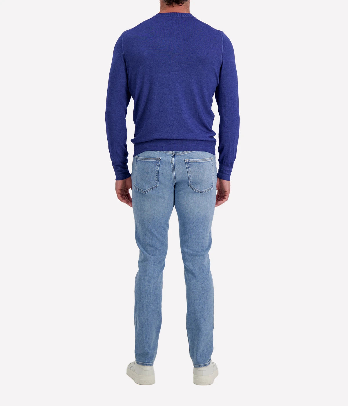 Gran Sasso Wool Crew Longsleeve in Blue – Back View Fine Wool Knit