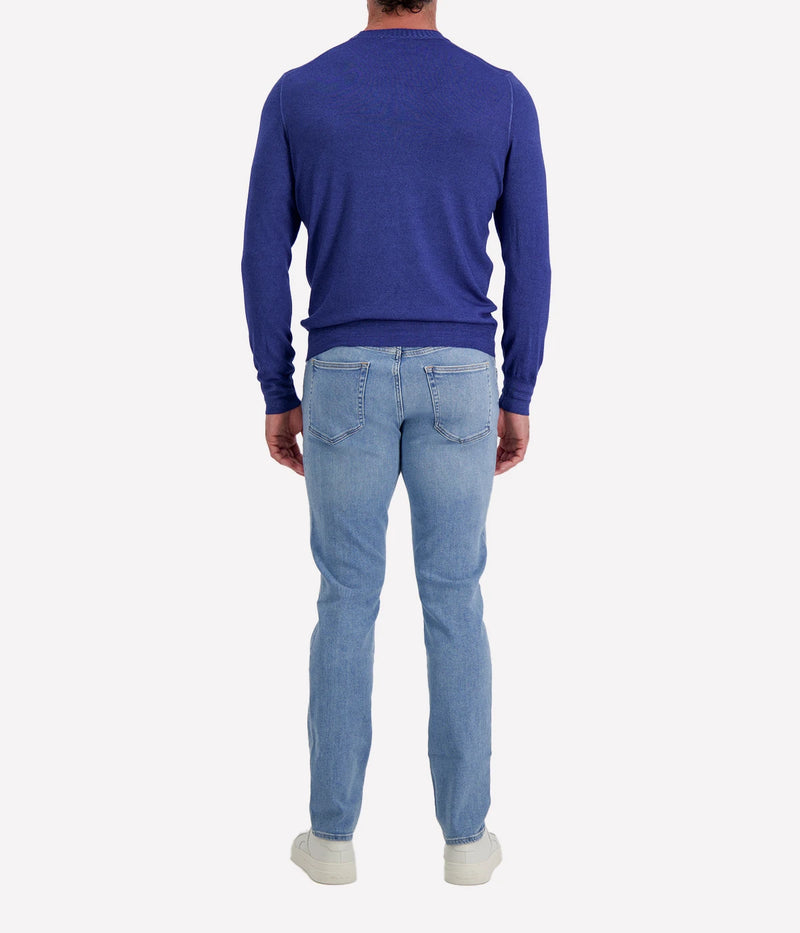 Gran Sasso Wool Crew Longsleeve in Blue – Back View Fine Wool Knit