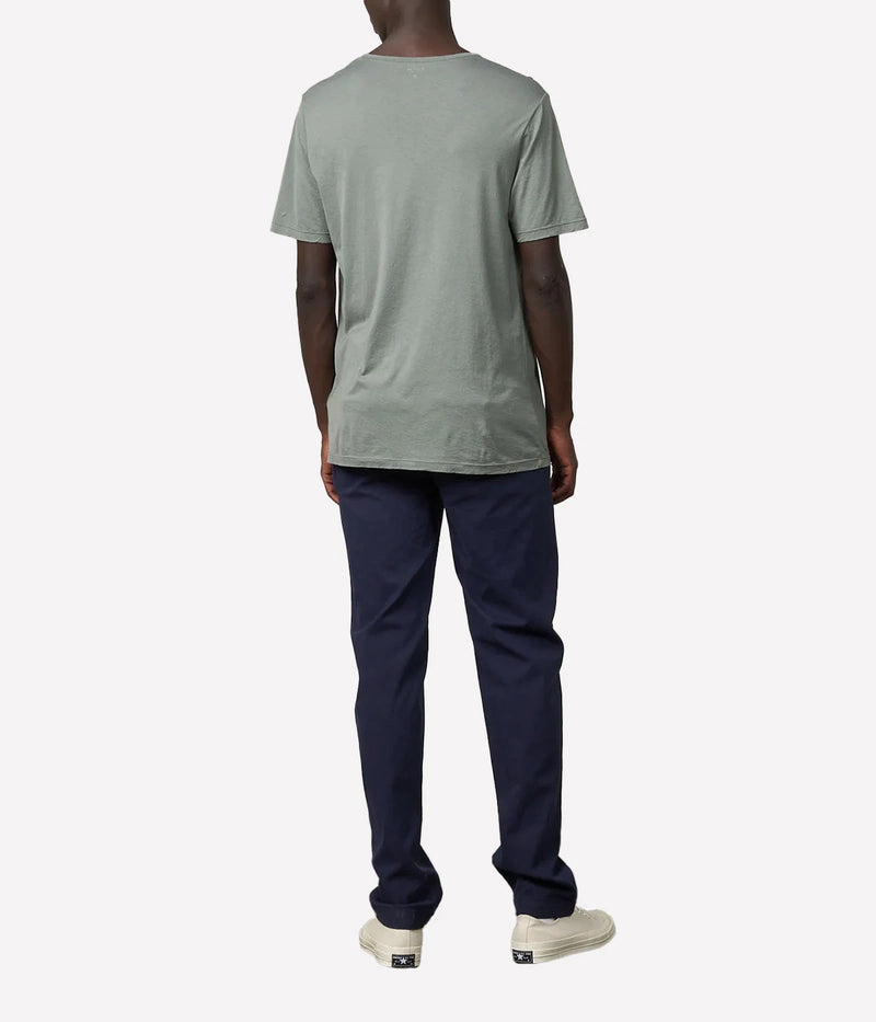 Mens Knitted T-Shirt Light Crew in Olive