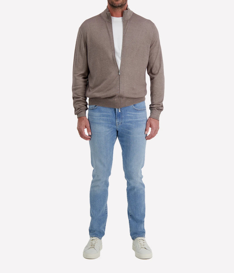 Gran Sasso Full Zip Jacket in Army – Front View Full Zip Knit Jacket