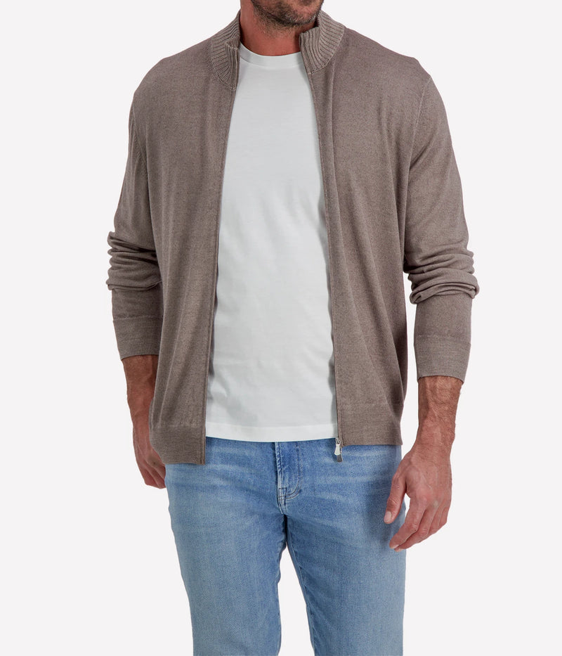 Gran Sasso Full Zip Jacket in Army – Front View Full Zip Knit Jacket