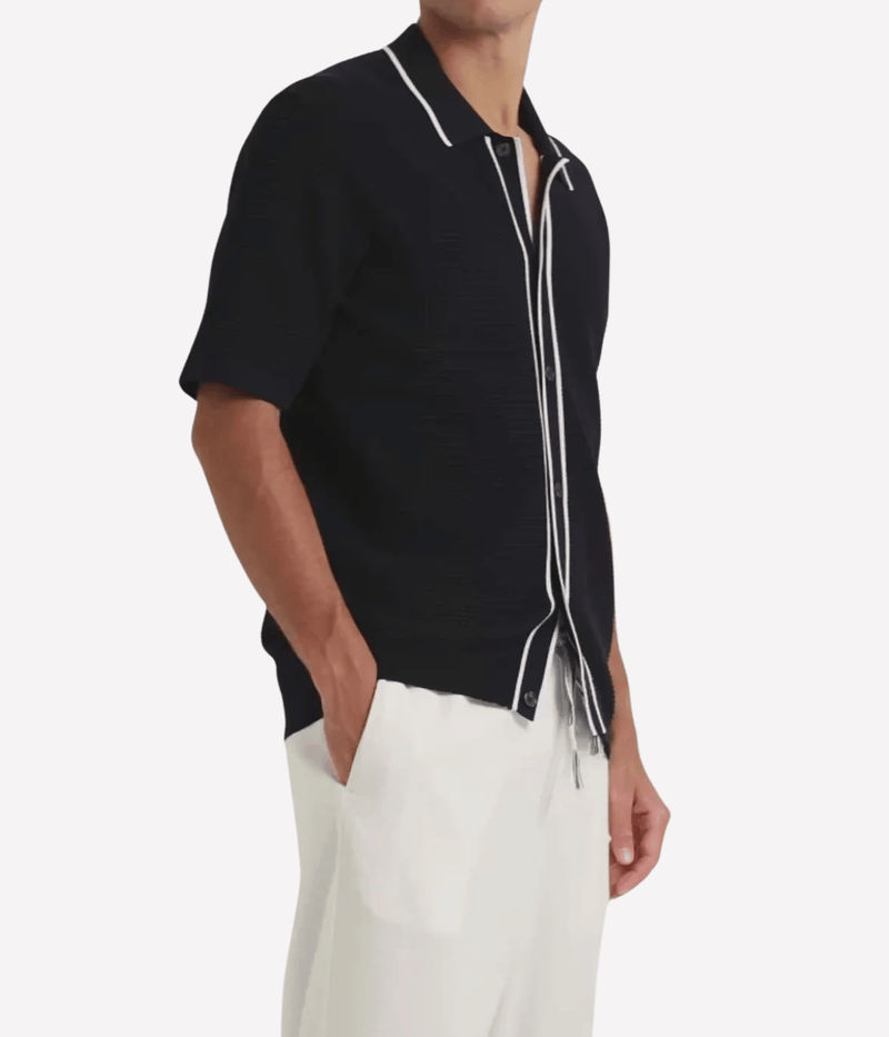 Roddy Button Thru Shirt in Night Iris & Cloud