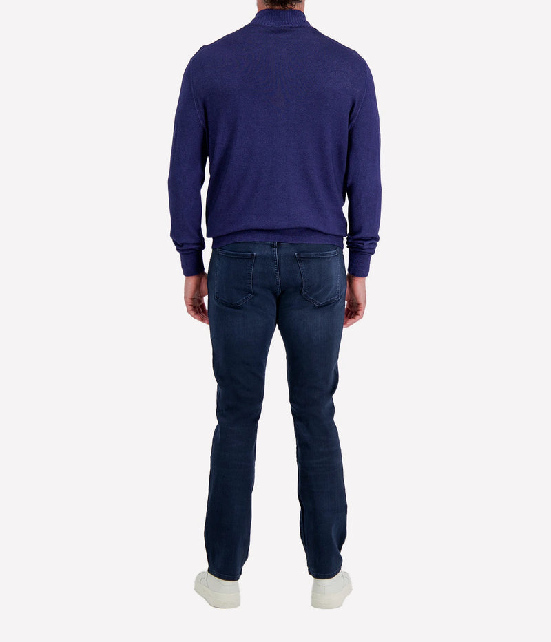 Gran Sasso Full Zip Jacket in Royal Blue – Back View Full Zip Knit Jacket