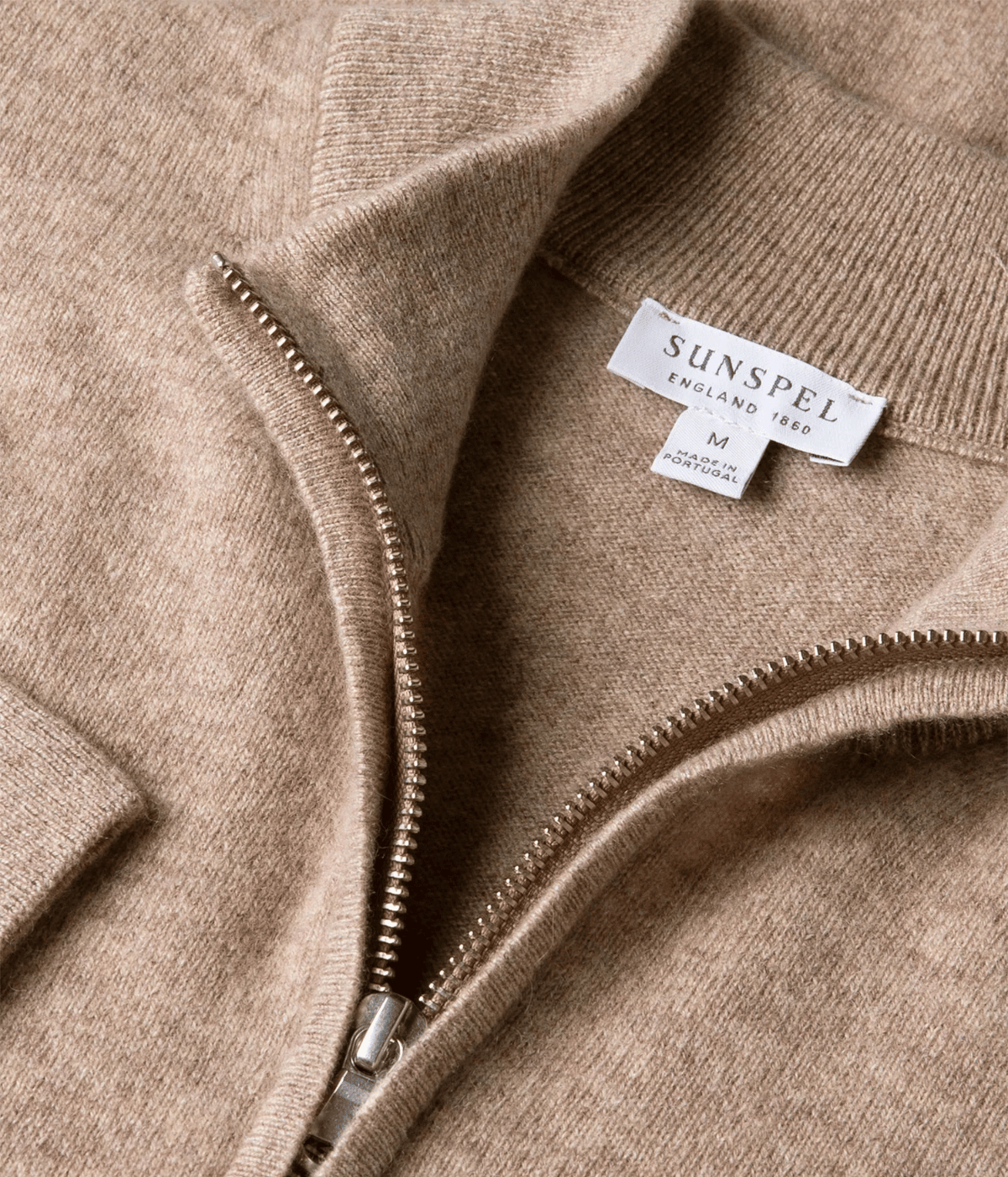 Cashmere Half Zip In Oatmeal Melange