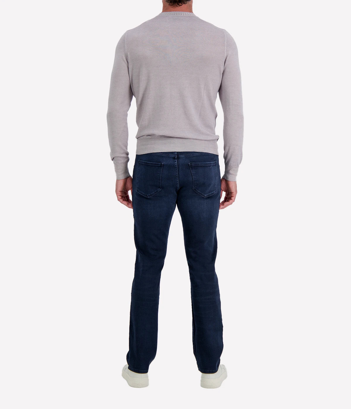 Gran Sasso Wool Crew Longsleeve in Steel – Back View Fine Wool Knit