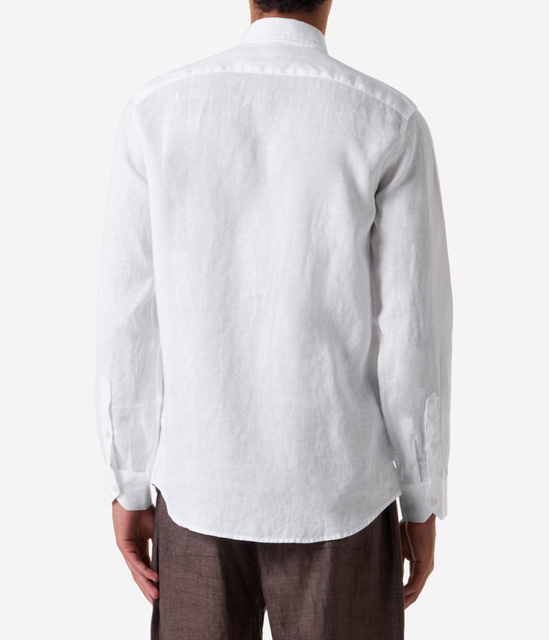 Antonio Linen Long Sleeve Shirt in White