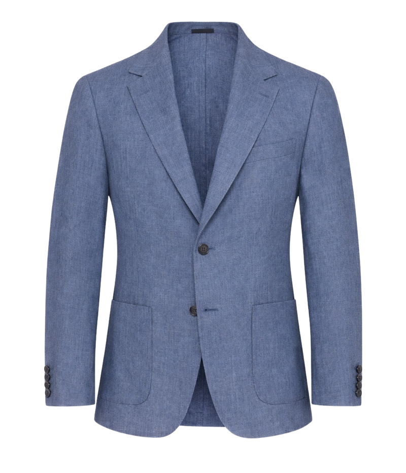 Linen Blazer in Soft Denim Melange
