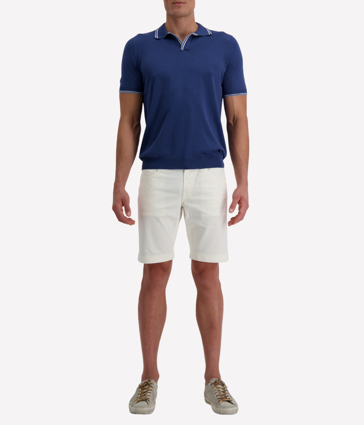 Short Sleeve Tennis Shirt in Mid Blue