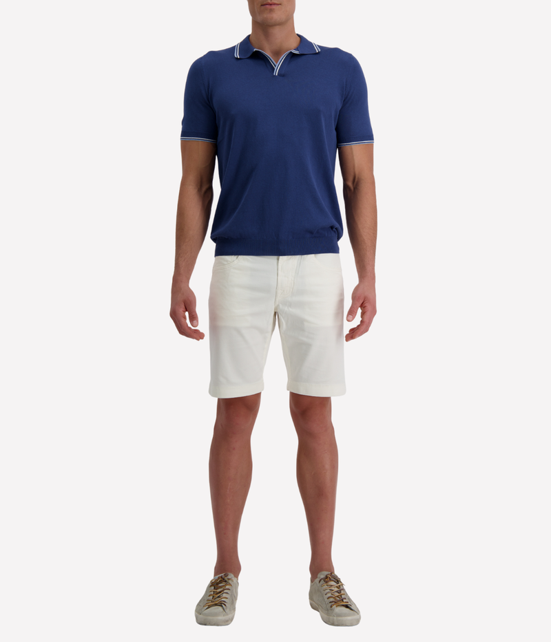 Short Sleeve Tennis Shirt in Mid Blue
