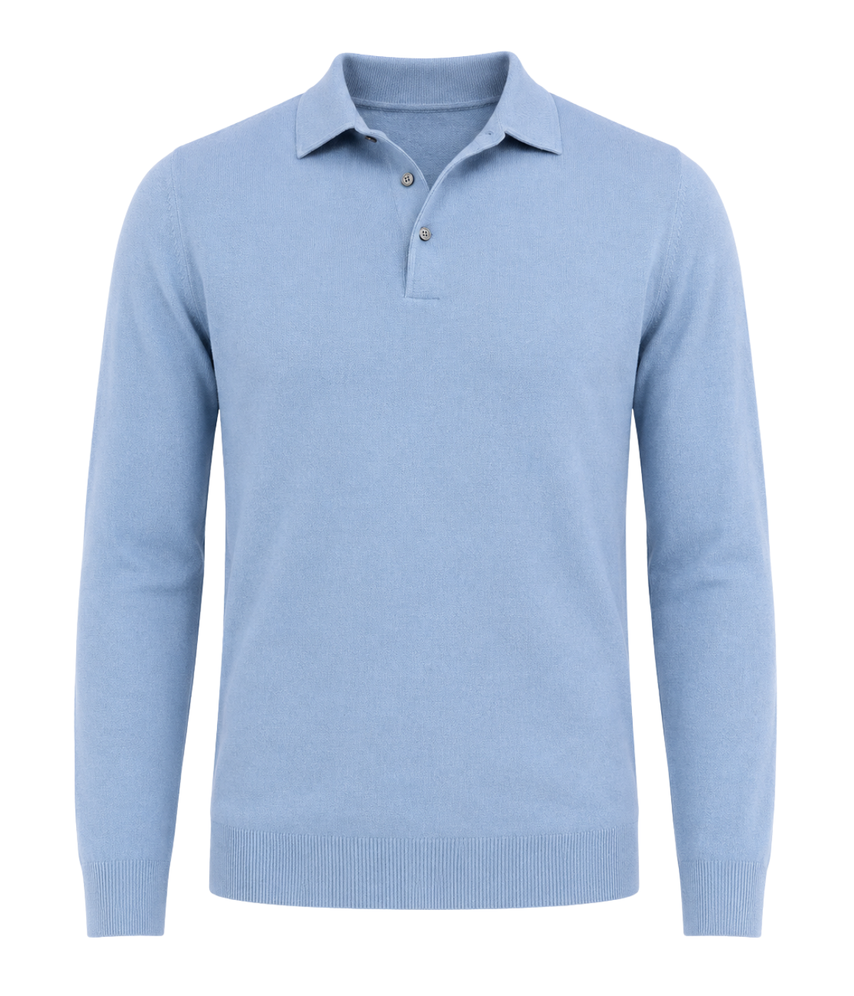 Long Sleeve Polo in Sky Blue