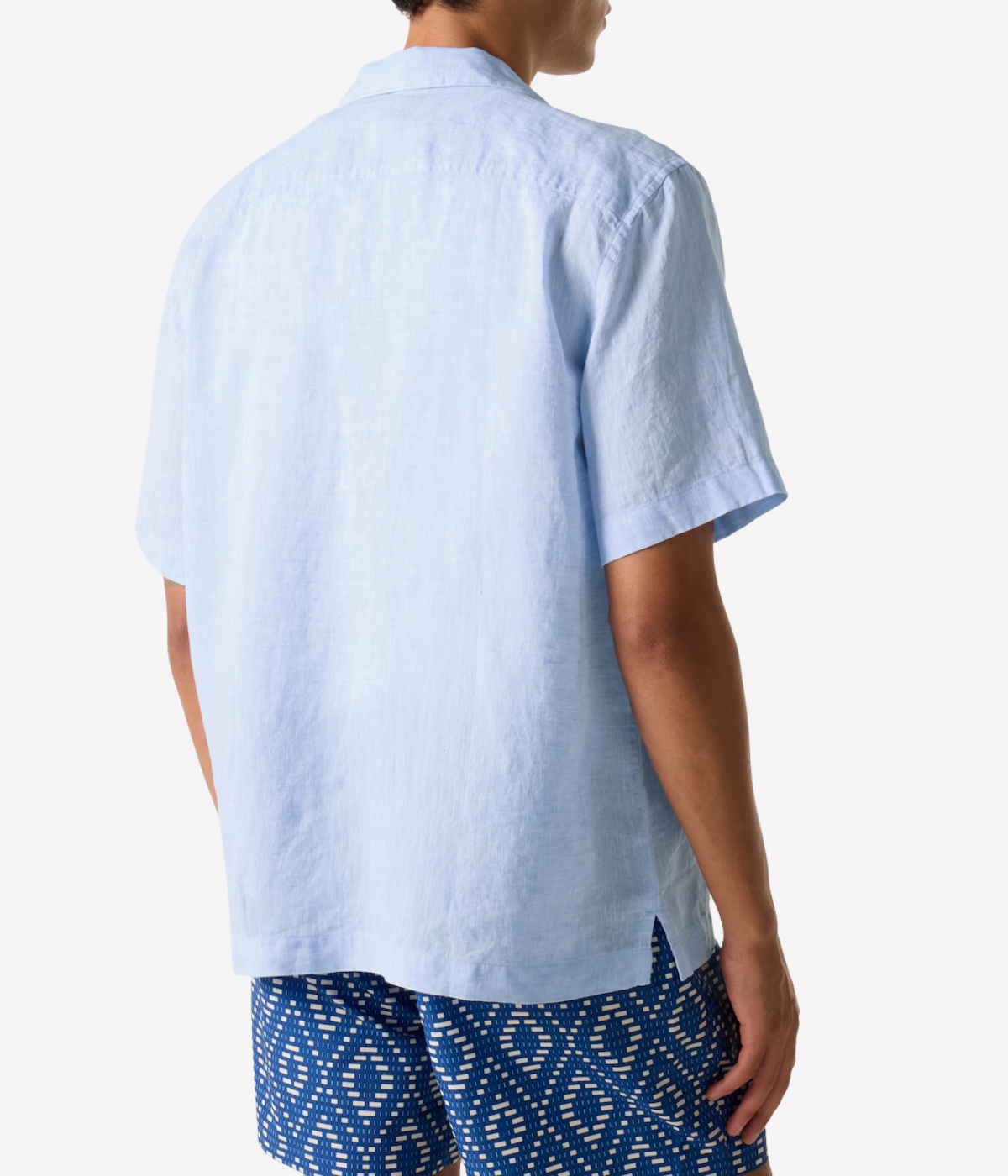 Angelo Linen Short Sleeve Shirt in Baby Blue