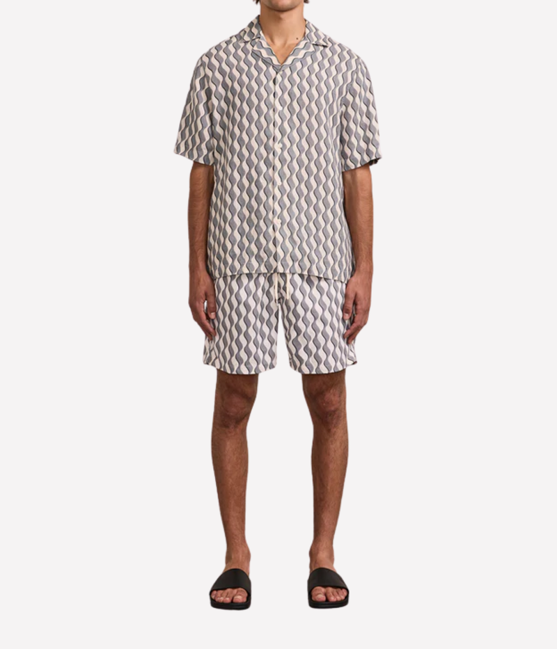 Roberto Linen Shirt Short Sleeve Shirt In Coastal Blue