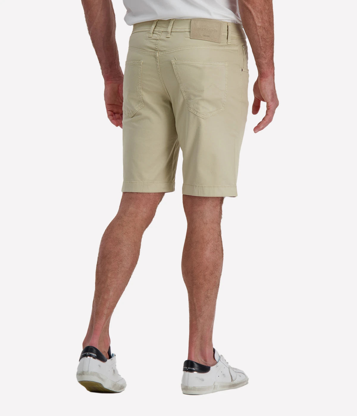 Jacob Cohën Nicolas Bermuda 5 PKT Slim Fit in C99 Light Beige Suede Patch – Back View Tailored Bermuda Shorts