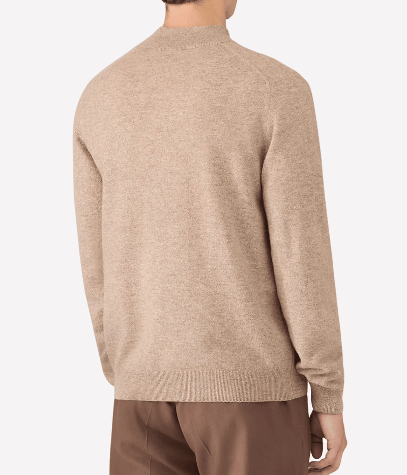 Cashmere Half Zip In Oatmeal Melange