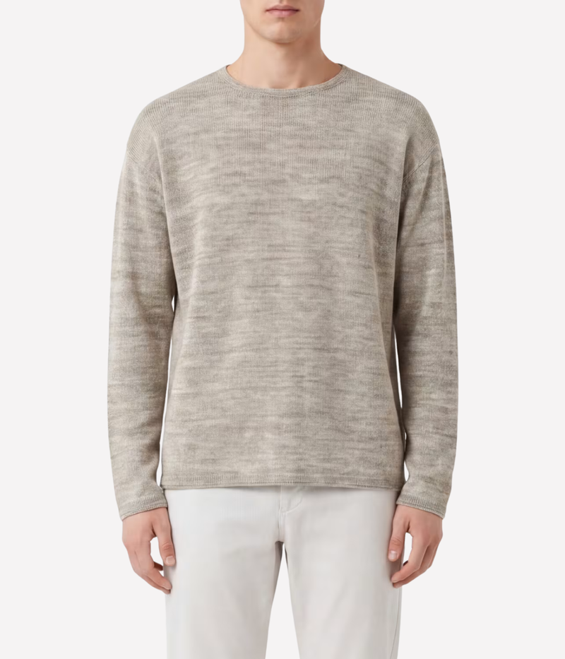 Roberto Collina LS Roundneck in Grigio - Model Shot