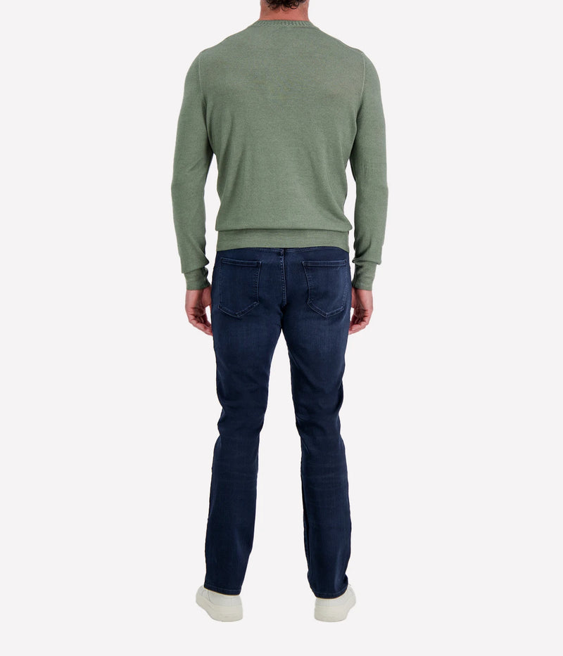 Gran Sasso Wool Crew Longsleeve in Forest – Back View Wool Knit