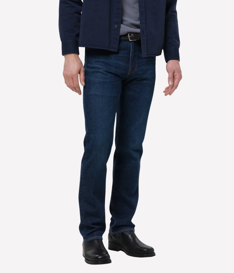 Lower-body view of model wearing Citizens of Humanity Elijah in Dark Indigo