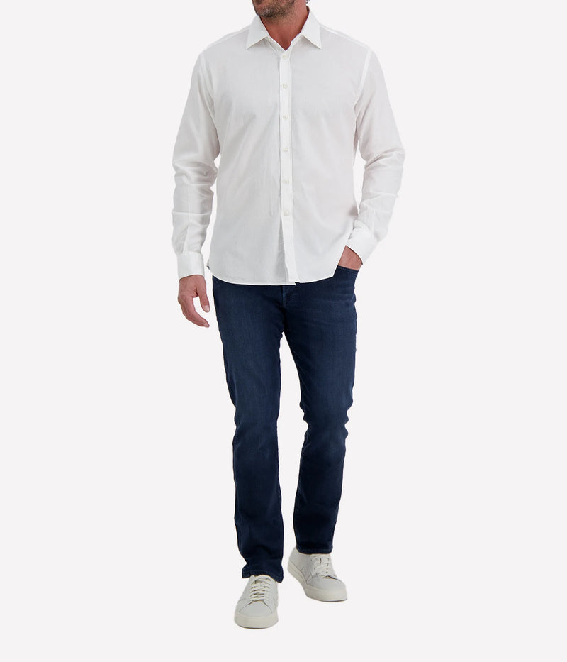 Osvaldo Trucchi Regular Fit Shirt WB0005 in White Textured – Front View Textured Dress Shirt