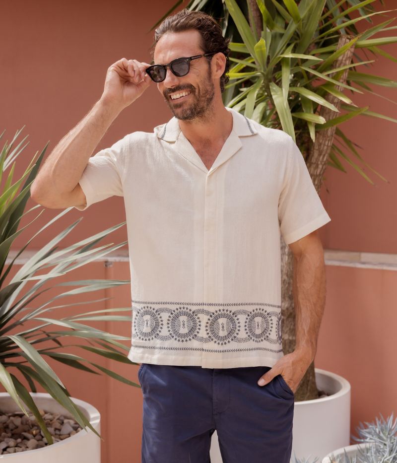 Maitan Cirqua Shirt in White Sands & Night Iris