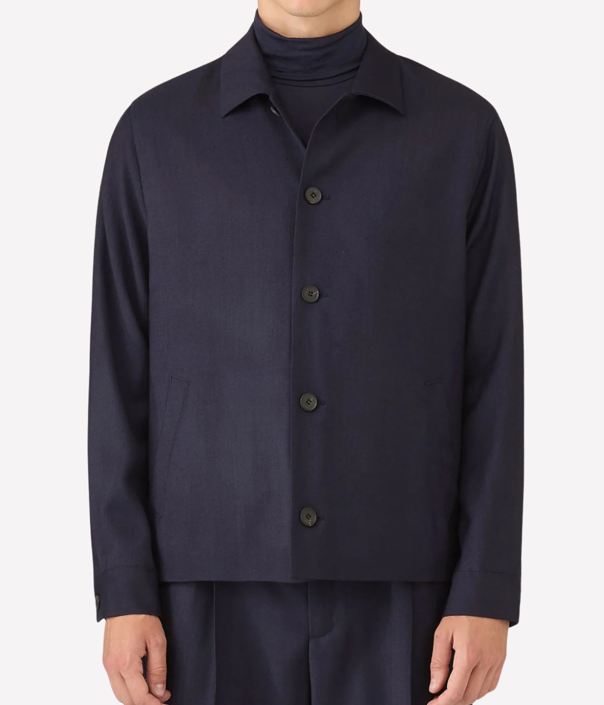 Wool Twill Jacket In Navy