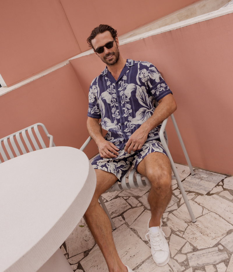 Maitan Linen Petrails Garland in Night Iris