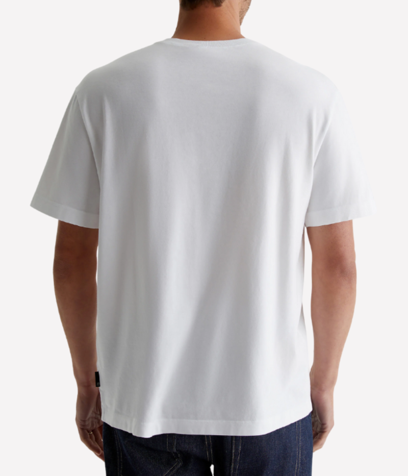 AG Wesley Crew True White On Model Back View Relaxed Fit T-Shirt