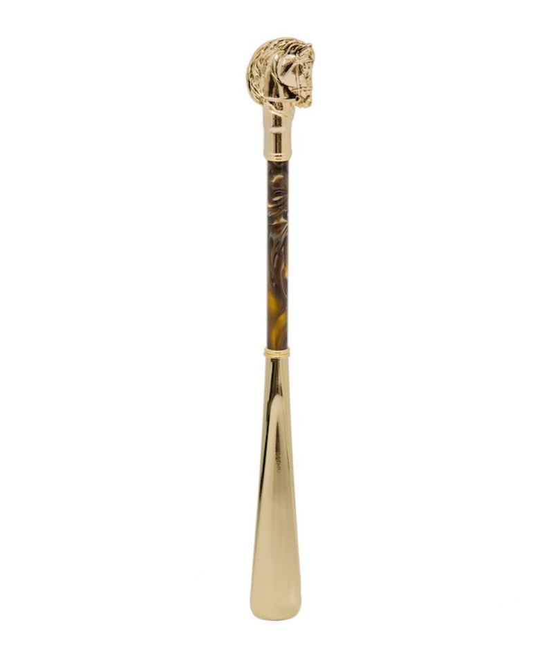 Pasotti Cavallo Gold Shoehorn in Perlato Moro - Full shot