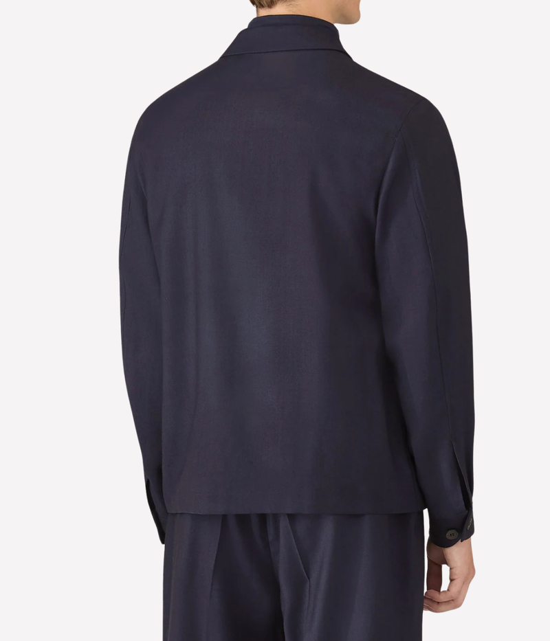 Wool Twill Jacket In Navy