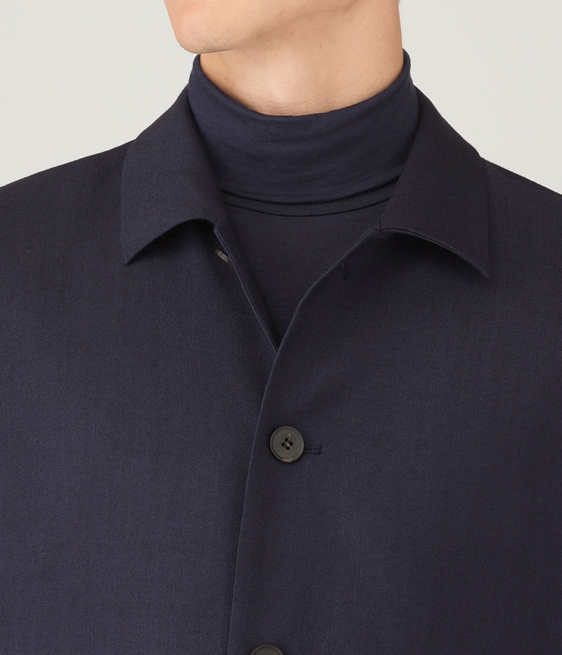 Wool Twill Jacket In Navy