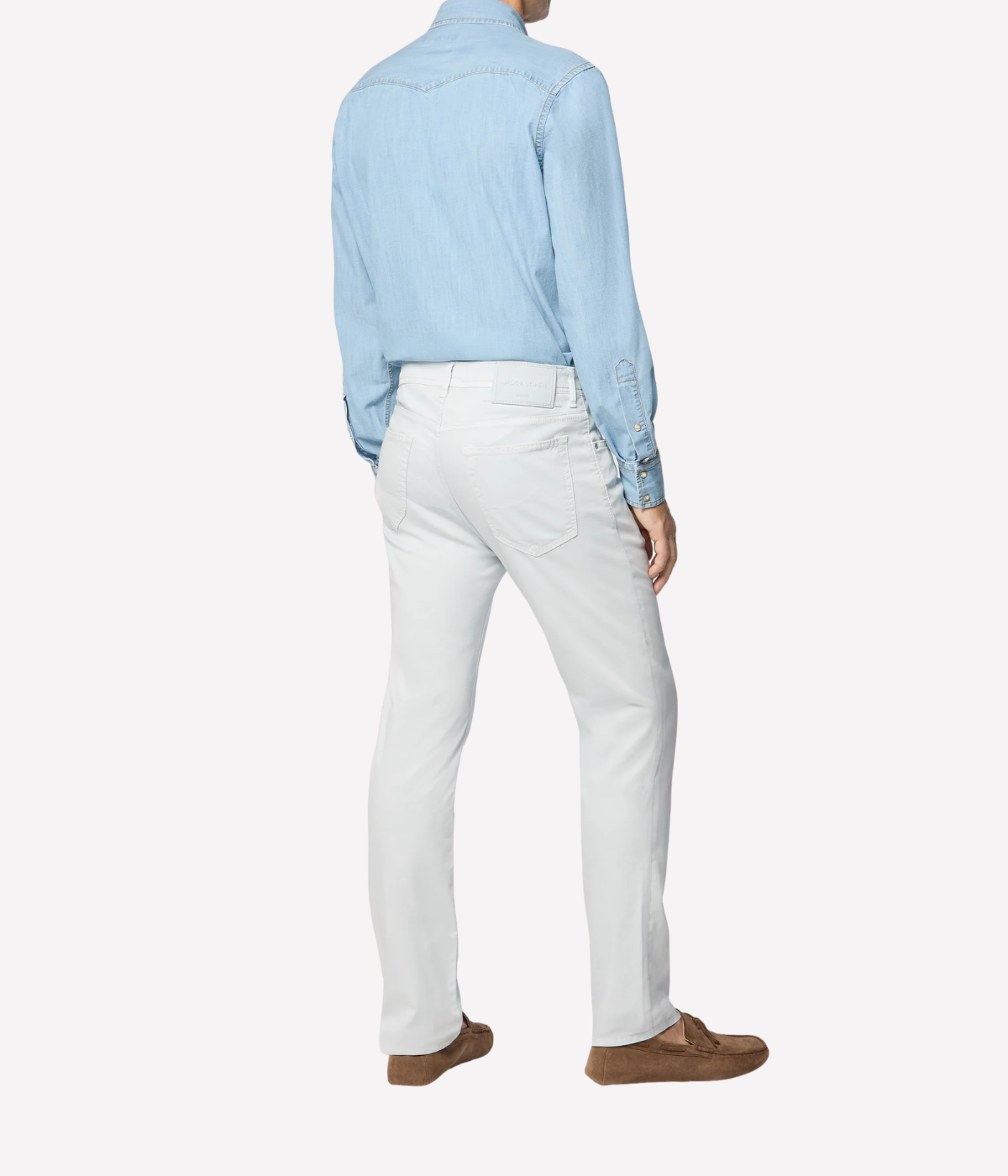 Jacob Cohen Bard Slim Fit Pant 5 PKT in X75 Azure Suede Patch -  back model shot