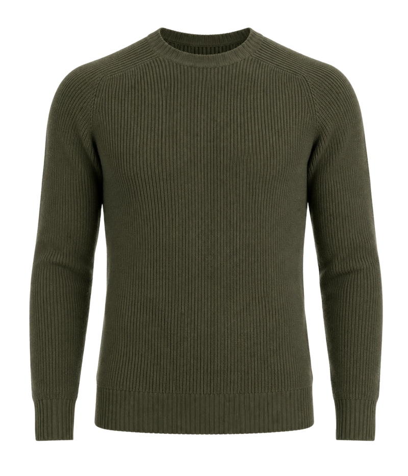 Textured Crew Longsleeve in KHAKI
