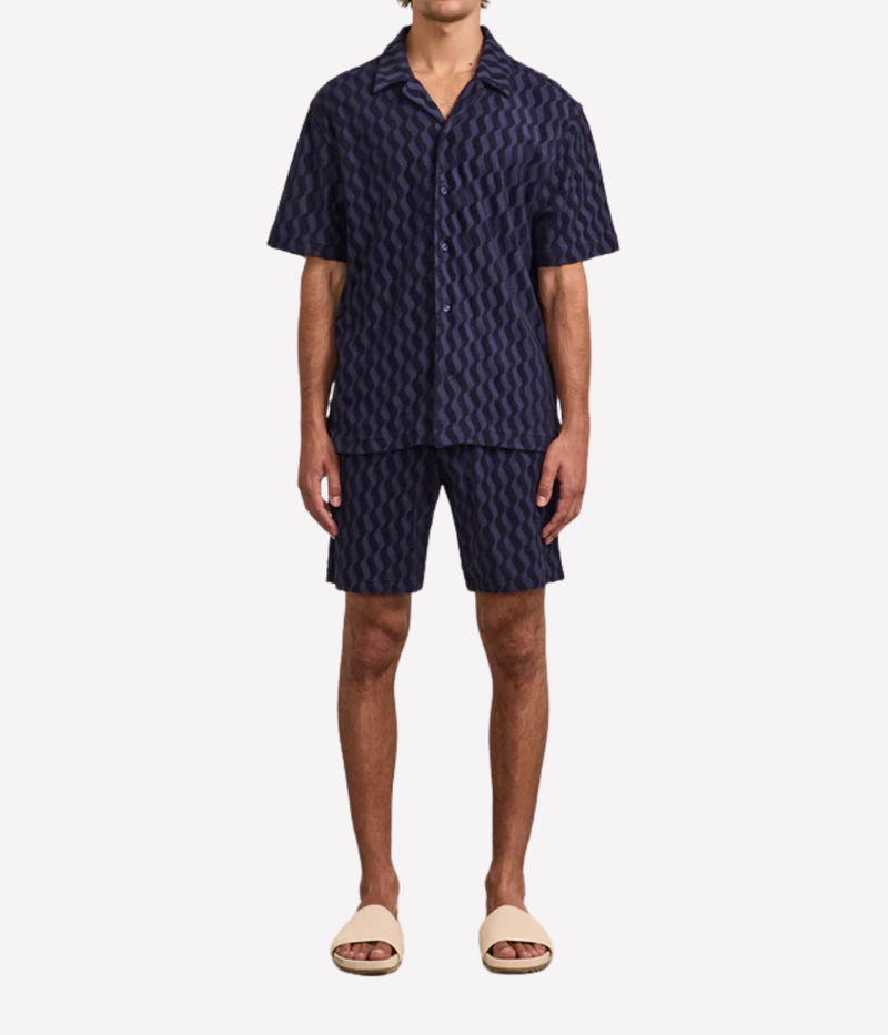 Augusto Listra Terry Shorts In Midnight-Blue