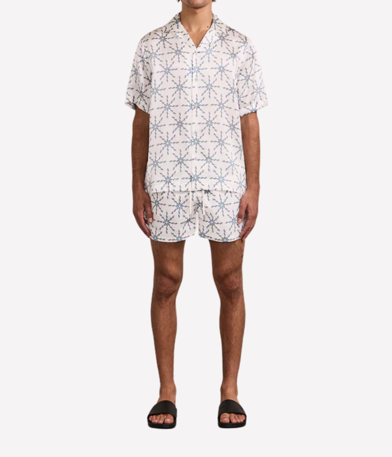 Rio Swim Short Sol Print In Ecru And Coastal Blue