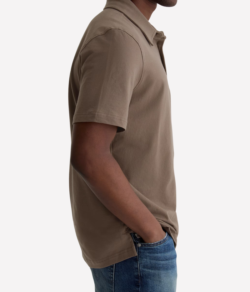 Bryce Short Sleeve Polo in Soft Mushroom