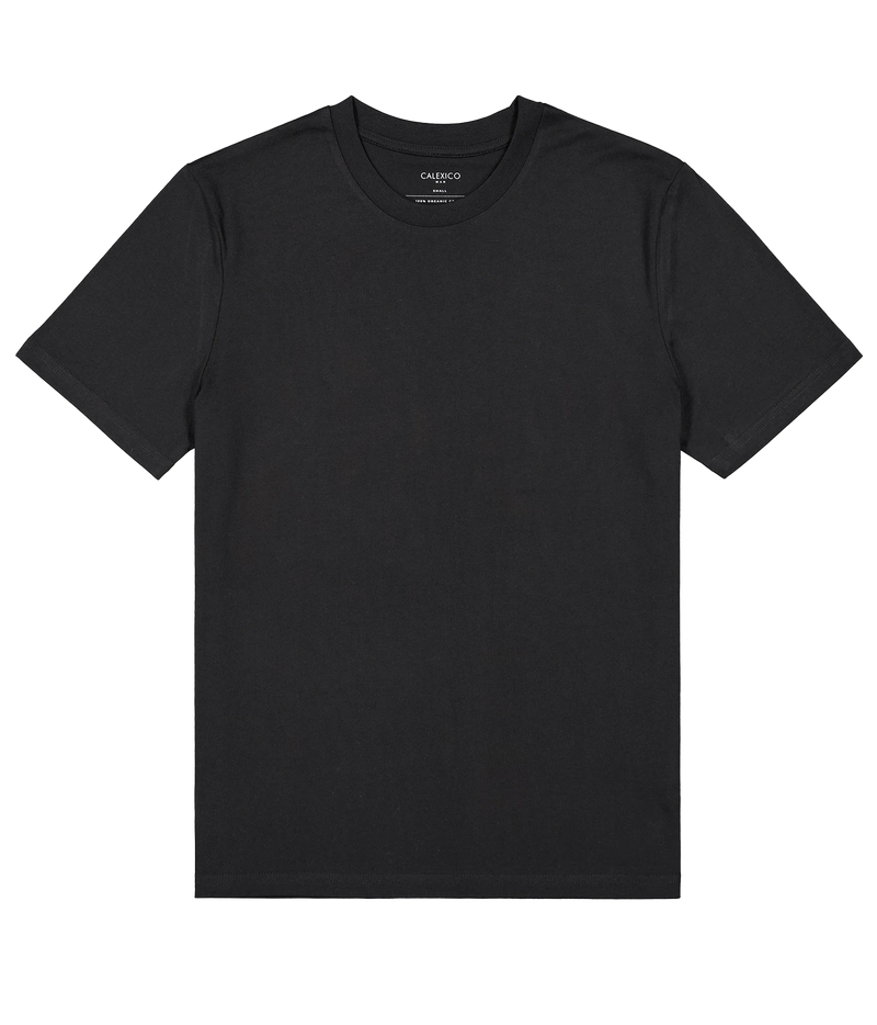 A black short-sleeve crewneck t-shirt by CappCO, shown flat against a solid white background.