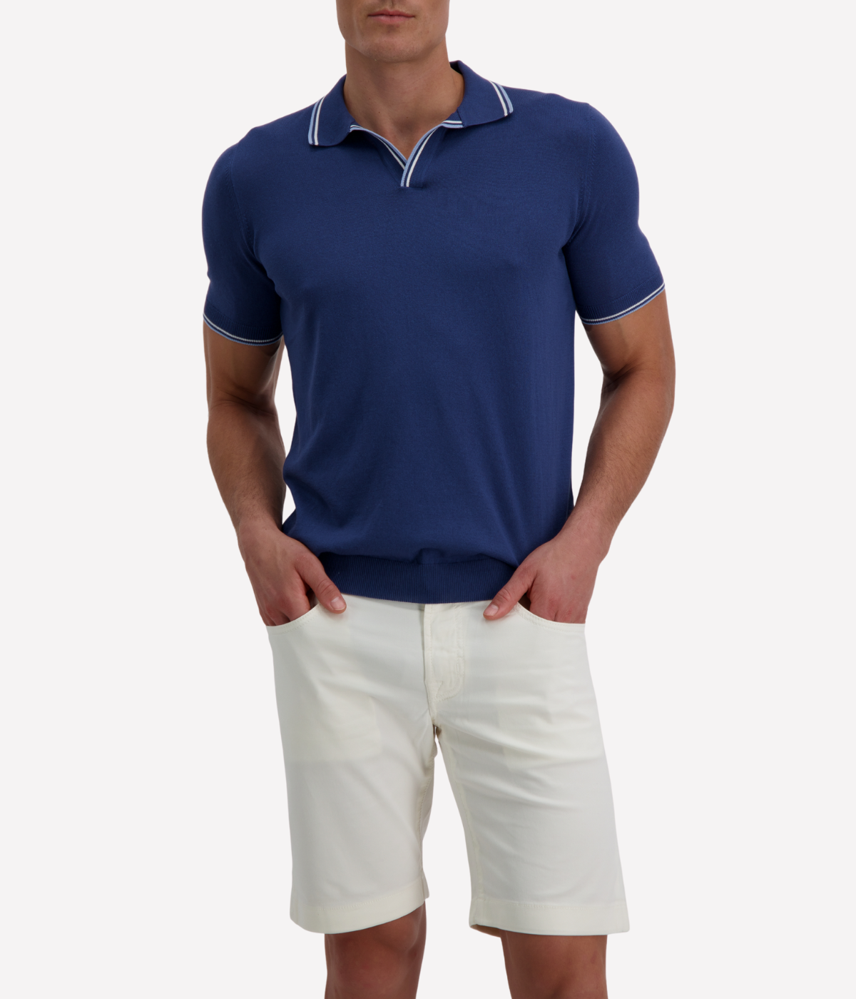 Short Sleeve Tennis Shirt in Mid Blue