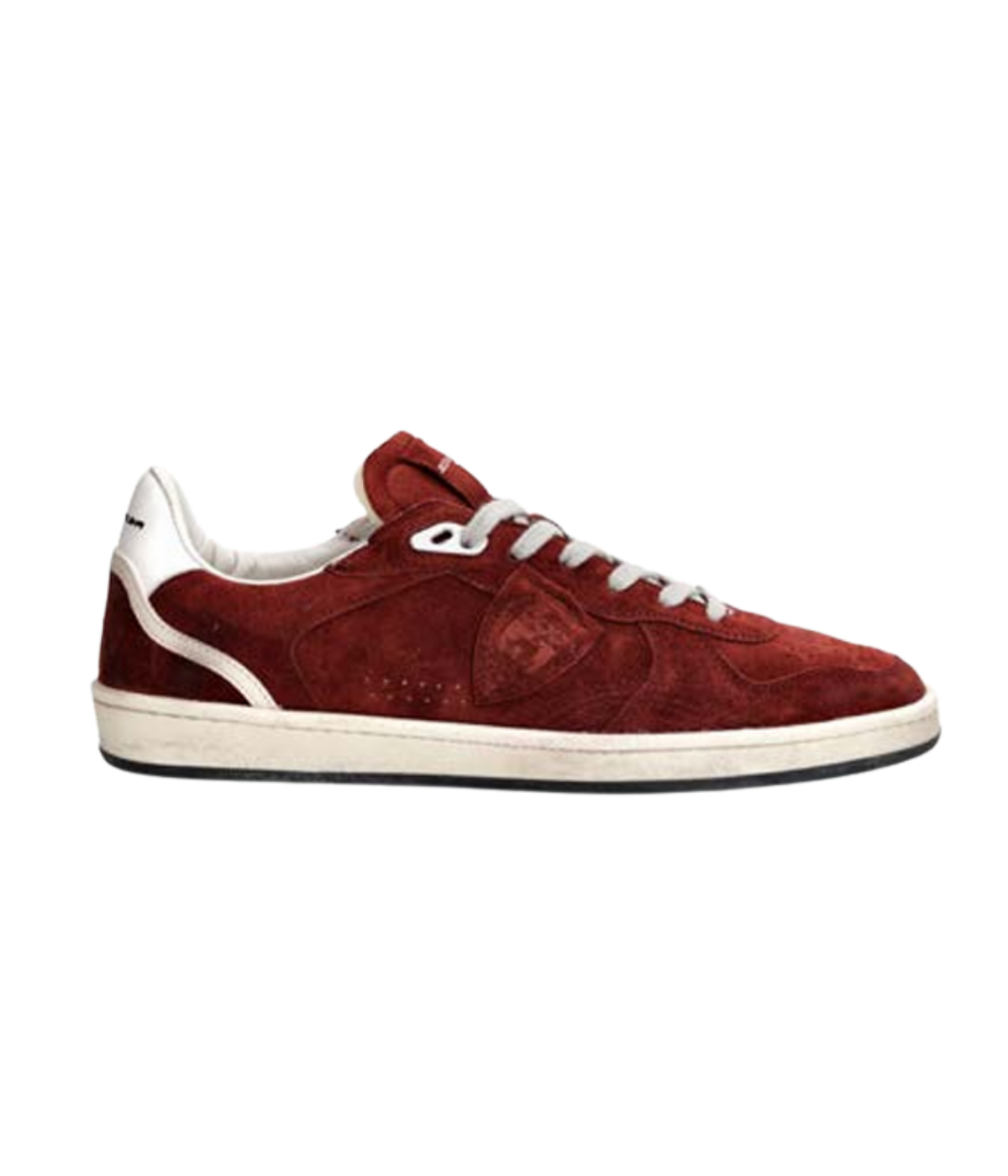 Philippe Model Pgal Low Man in Daim Bordeaux side view featuring suede upper and signature shield
