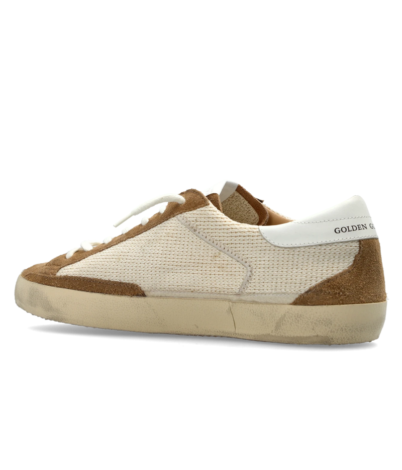 Golden Goose Super Star Sneaker in Cream, White & Brown - Angled Back Shot
