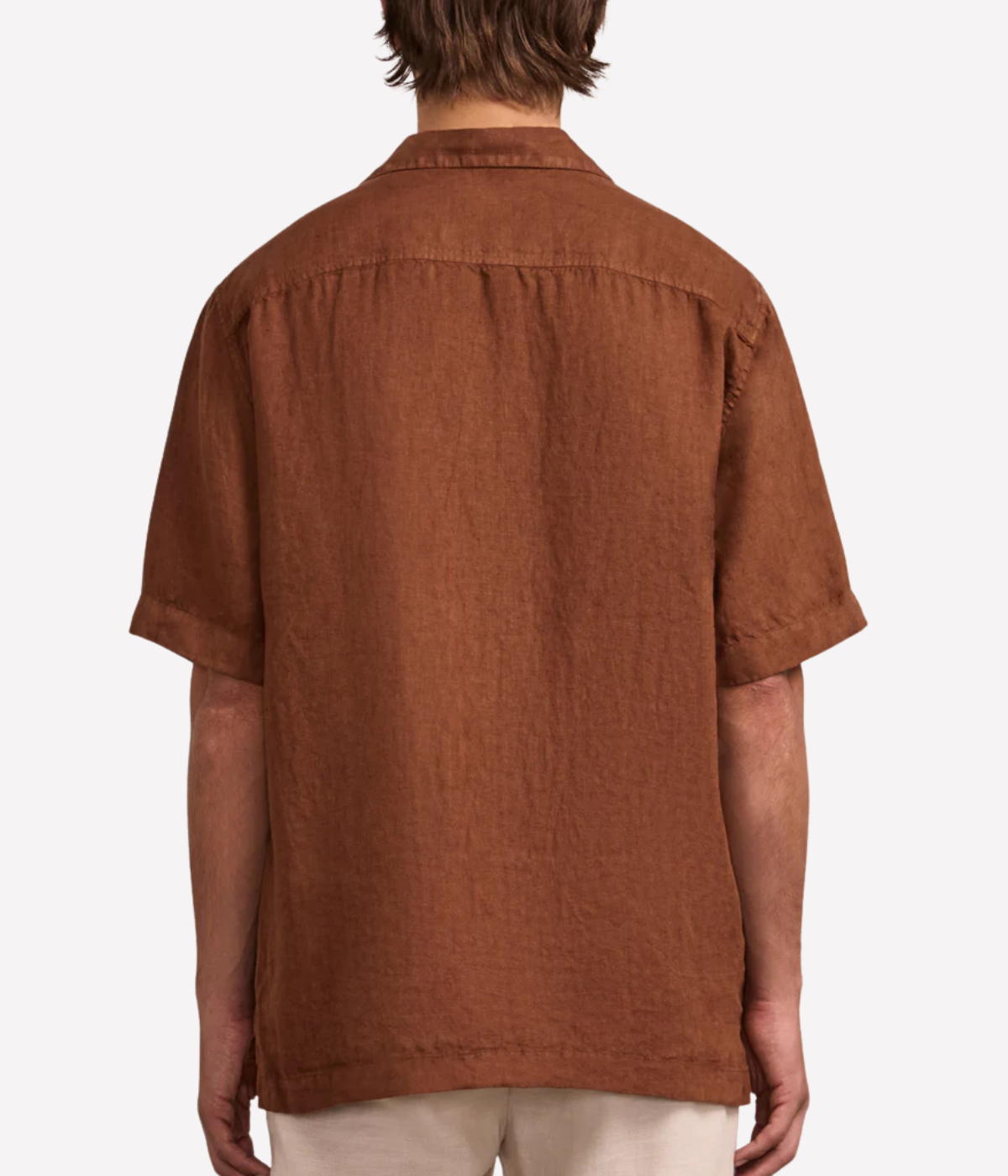 Angelo Short Sleeve Linen Shirt In Brown