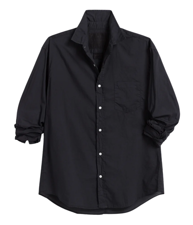 Luke Woven Shirt in Black Poplin