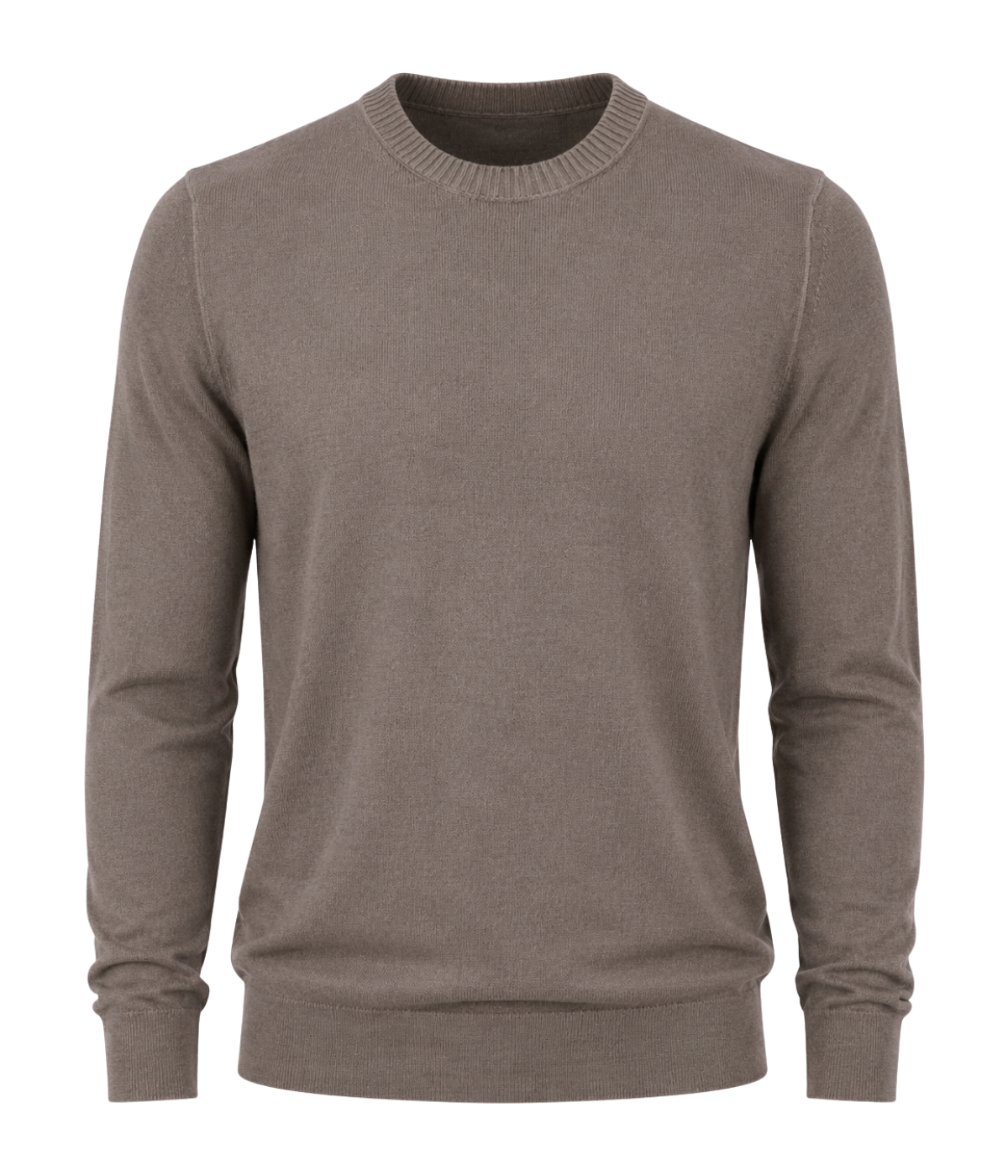 Gran Sasso Wool Crew Longsleeve in Army – Ghost Mannequin Front View Wool Crew Neck Sweater
