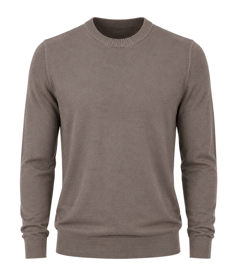 Gran Sasso Wool Crew Longsleeve in Army – Ghost Mannequin Front View Wool Crew Neck Sweater