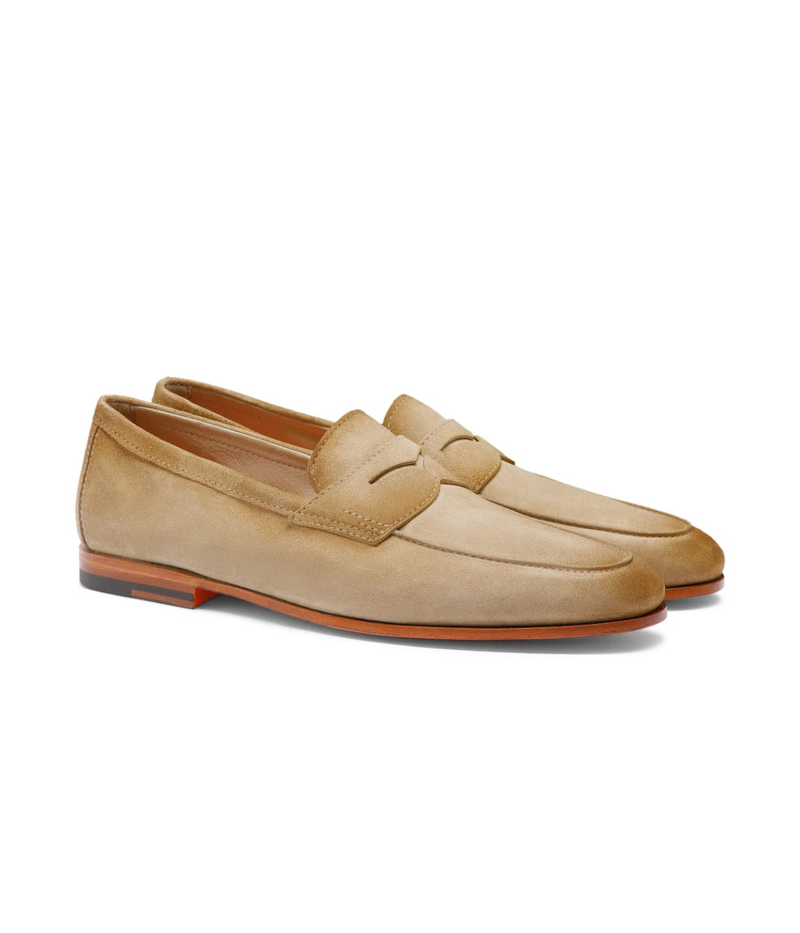 Snatoni Carlos Loafer in Beige - side shot in a pair