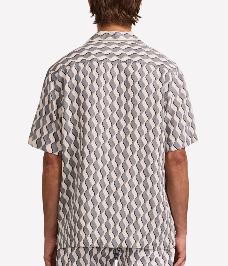 Roberto Linen Shirt Short Sleeve Shirt In Coastal Blue