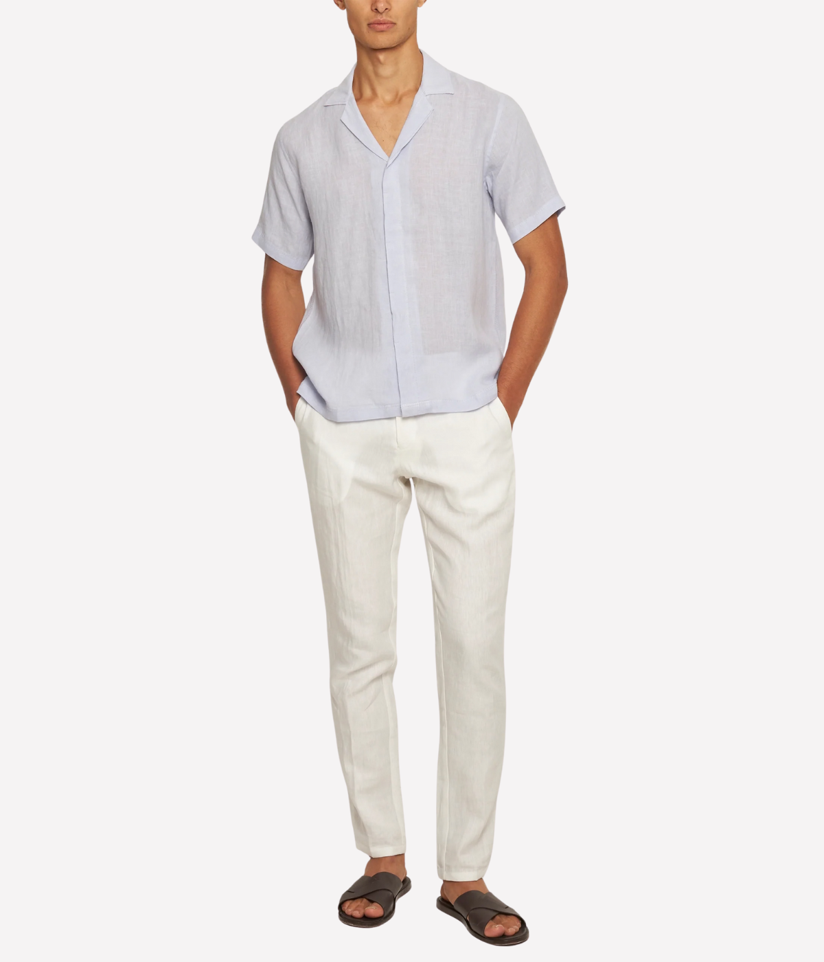 Griffon Italian Linen Trouser in White Sands