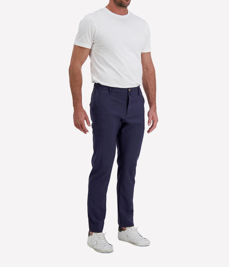 Jacob Cohën Gray Pantalone Regular Fit in Dark Blue Suede Patch – Angled View Tailored Trousers