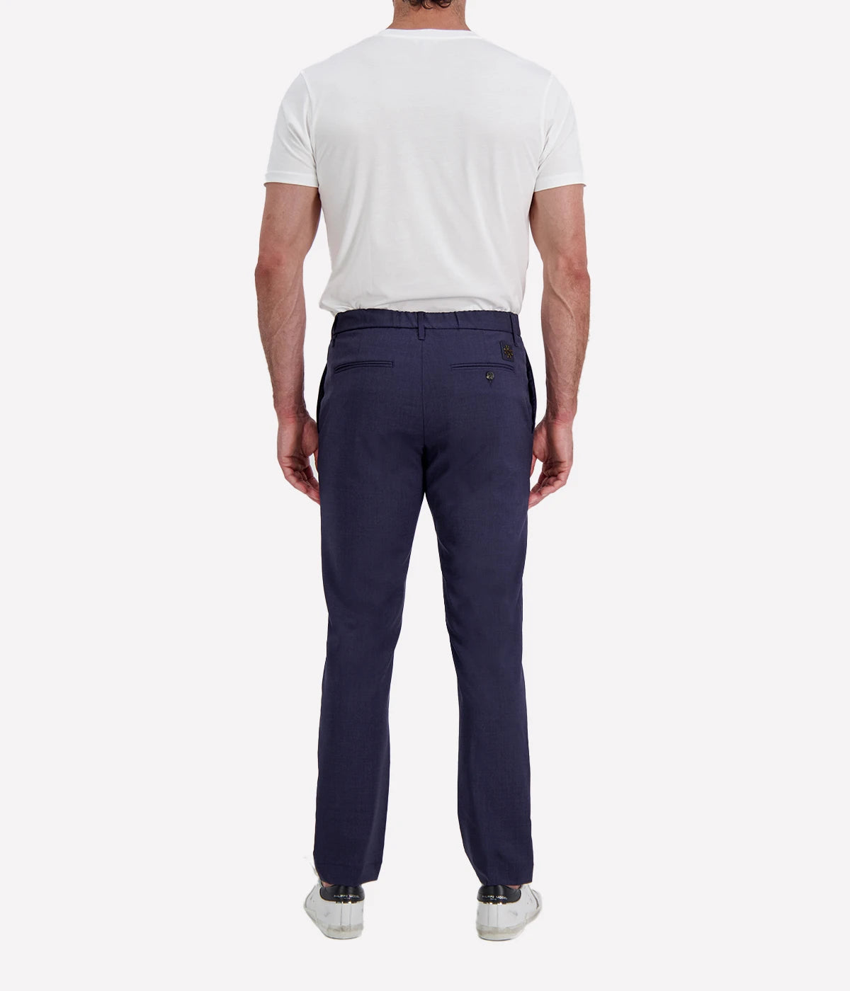 Jacob Cohën Gray Pantalone Regular Fit in Dark Blue Suede Patch – Back View Tailored Trousers
