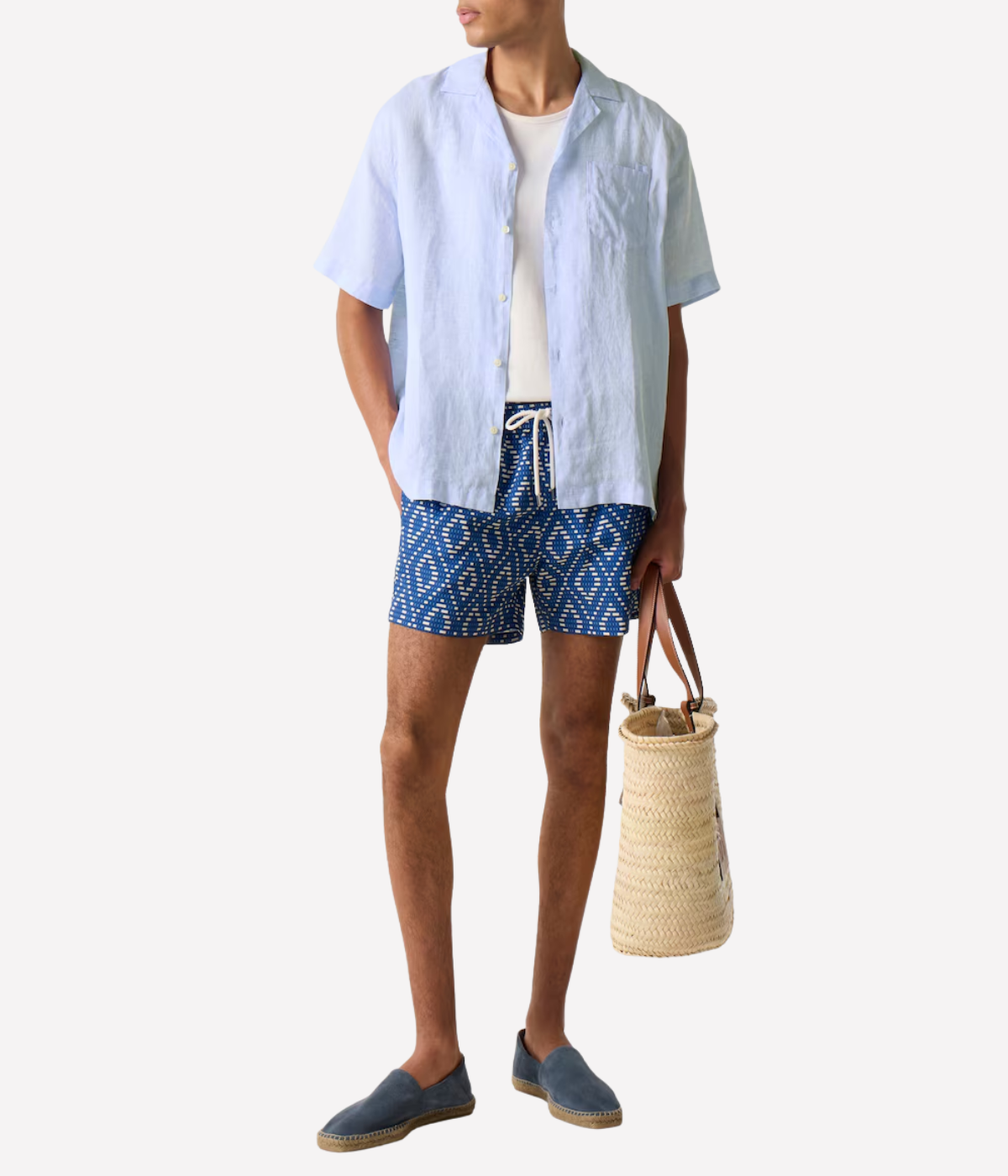 Angelo Linen Short Sleeve Shirt in Baby Blue